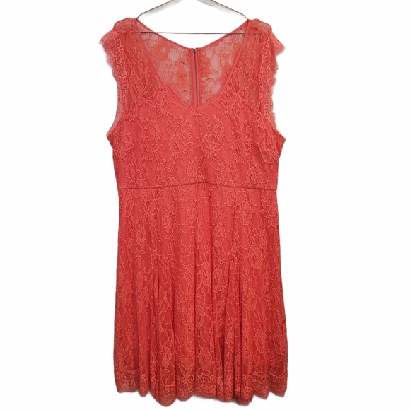 Torrid Lace V Neck Skater Dress Pink - Picture 3 of 9